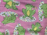 2 yds FROG Pink Floral LILY PAD Cotton Fabric Signature Classics Oakhurst
