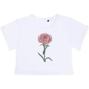 'Carnation Flower' Women's Cotton Crop Tops (CO038507)
