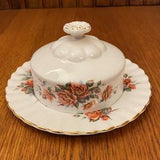 Royal Albert Centennial Rose Covered Butter Dish, Round Butter Dish with Plate