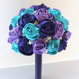 Fabric Bouquet, Satin Rose Bouquet, Peacock Bouquet, Satin Rose Bouquet, Shabby Chic Bouquet, Wedding Bouquet, Wedding Accessories,