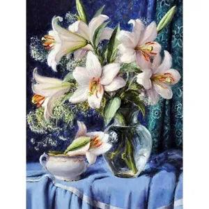 White Lilies Flower Diamond Painting Design Embroidery House Display Decorations
