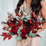 Boho bridal bouquet Marsala dried flower bouquet Burgundy bouquet Cascading wedding bouquet Boho bridesmaid bouquet Fall wedding bouquet