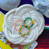 Stackable Roll-on Seed Bead Flower Ring Set