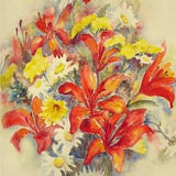 Sale Lily and Daisy Bouquet, 11x15 ORIGINAL Watercolor