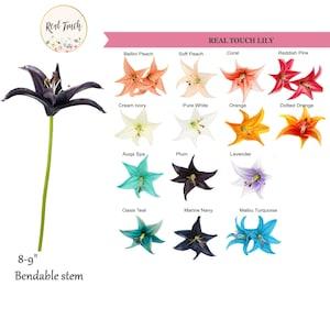 Real Touch Lily with bendable stem-orange navy spa white ivory