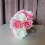 White Ivory Bridal Bouquet Wedding Sets Faux Flower Bouquet White Wedding Flowers Pink Bouquet Pink Wedding Pink Spring Wedding Summer Rose
