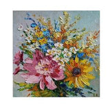 Sunflower Painting , Impasto Oil Painting ,Flower Bouquet,Floral Painting,Small Flowers,Rose Painting, Nursery Wall Art 10 by 10 inches