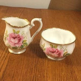 Royal Albert American Beauty Mini Creamer and Open Sugar Bowl Cream and Sugar Bowl