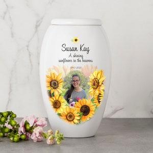 Personalized Sun Flower Human Urn - Personalized Human Urn - Photo Of your loved one
