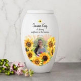 Personalized Sun Flower Human Urn - Personalized Human Urn - Photo Of your loved one