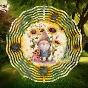 Sunflower Gnome Wind Spinner, Yard Decor, Outdoor Garden Decor, Sunflower Gifts, Cute Gnome Gifts For Women, Unique Gifts For Mom, For Her