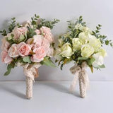Pink Bouquets,Ivory Peony Bridal Bouquets,Bridesmaids Bouquet,Wedding Bouquet,Boho Wedding Bouquet,Artificial Wedding Rose Flowers Bouquet