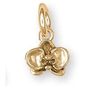 Orchid Jewelry 14k Gold Handmade Orchid Charm  OR32X-CG