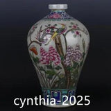 14"China Porcelain qing Guangxu Pastel Peony Flower and Bird Pattern Plum Vase