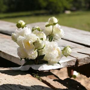 Elegant Bunch of Three Real Feel White Peony Stem-Perfect Silk Peony Bundle for Weddings and Home Decor.