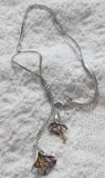 AVON NECKLACE CALLA LILY FLOWERS SILVER TONE LARIAT CHAIN GOLD-TONE SPIKES 80's