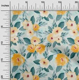 oneOone Cotton Poplin Fabric Watercolor Leaves & Peony Floral_Printed-WQi