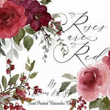 Watercolor Red Rose Bouquets Clip-art, Red Holiday Florals DIY Red Flowers. WC513