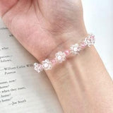 Custom Flower Beaded Bracelet | Daisy Bracelets | Friendship Bracelets | Stackable, Multiple Colours, Pearly Beads, Aesthetic, Iridescent