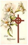 Easter Redeemer Liveth Gilt Cross Lily Antique Germany Postcard Posted 1912