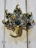 Vintage Rhinestone Blue Lily Flower Pin Brooch Missing Stones Unsigned Parts
