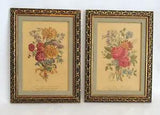 VTG PAIR Floral Boquet Framed Prints Ranunculus Rose Cornflower Poppie 19x14