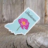 Indiana State Shaped Sticker Peony Flower State Waterproof Souvenir Home Pride