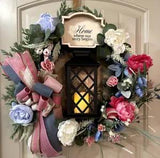Home Where our Story Begins Lantern wreath by Taylormadecustombows 27x25x7"