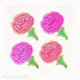 Vintage 80's Great Seven 7 PEARLY Carnations Flowers Sticker Mod