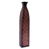 Red Metal Embossed Tall Floor Vase For Dried Artificial Flower Home Office Decor