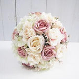 Blush Roses Wedding Bouquet, Blush Color Floral Bouquet, Bridal Bouquet, Bridesmaid Bouquet, White Hydrangeas Bouquet, Wedding Bouquet