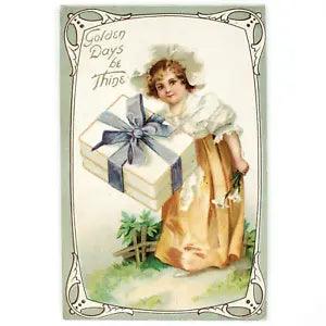 Lily Flower Girl Gifting Postcard c1913 Child Present Golden Days Art Card B2031