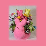 Easter Bunny Spring Centerpiece D¡§?cor, Spring Floral Arrangement, Bunny D¡§?cor Centerpiece, Pink Bunny Basket Centerpiece