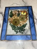 Vintage HandMade Pressed Dried Flower Preserved Butterfly Leaded Glass Wall Art