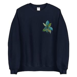 Blue Green Ficus Small Design Sweatshirt | Fall Sweatshirt | Vintage Sweatshirts | Plant Sweatshirt | Indoor Plant Crewneck | Plant Gift