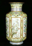 12.5"Old Qing Dynasty Enamel Colour Porcelain Gilt Peony Flower Tree Vase Bottle