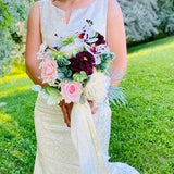 Burgundy bridal bouquet, Blush bouquet, Orchid bouquet, Ivory bridesmaids bouquet,Faux Flower