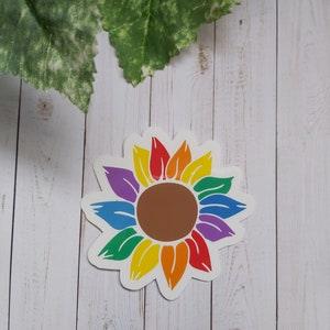 Rainbow Sunflower Sticker, Pride Sunflower Sticker, Pride Month Gift, LGBTQ Pride Sticker, Gay Pride Label, Transgender Pride Gift, Floral