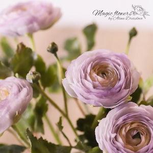 Lilac ranunculus - artificial flower out of cold porcelain