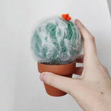 Trevor 1 - Mini Round Fluffy Crochet Cactus - Crochet Cactus, Fake Cactus, Fluffy Plant, Green Cactus - Ready to Ship