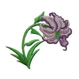 ID 6502 Purple Lily Flower Patch Iris Orchid Plant Embroidered Iron On Applique