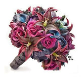 Real Touch Artificial Peonies Navy Plum Burgundy Roses Tiger Lilies Bridal Bridesmaids Bouquets Prom Cascade Bouquet Wedding Arch Flower