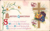 Easter Vintage Post Card 1911 Lily Spring Pansy Gold Foil Embossed Posted Stamp