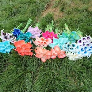 Real Touch Calla Lilies Bouquet  10 Stems Various Colors Latex Flowers For Wedding Bridal Bridesmaids Bouquet Table Centerpieces MTL10