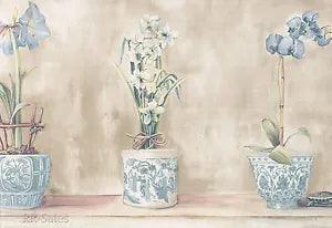 Tall Roll Blue Orchid Lily Iris Japanese Plants 14" High Wallpaper Wall Border