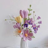 crochet bouquet|handmade purple flower bouquet|custom knitted bouquet|gift for her/mom girlfriend|Wedding gift|birthday gift(no vase)