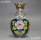 antique China bronze Cloisonne Feng Shui peony flower Bottle Pot Vase Jar Statue