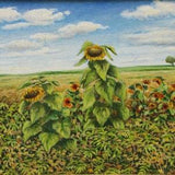 Original Painting, Oil Painting, Sunflower Painting, Landscape Painting, Garden Painting, Flower Painting, Audet, 