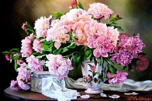 Peonies #2 Flowers  Postcard Art Postcrossing printed in Russia