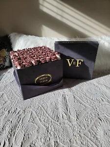Venus Et Fleur Rose Gold Roses Eternal Square Large Flowers  Box Navy Suede